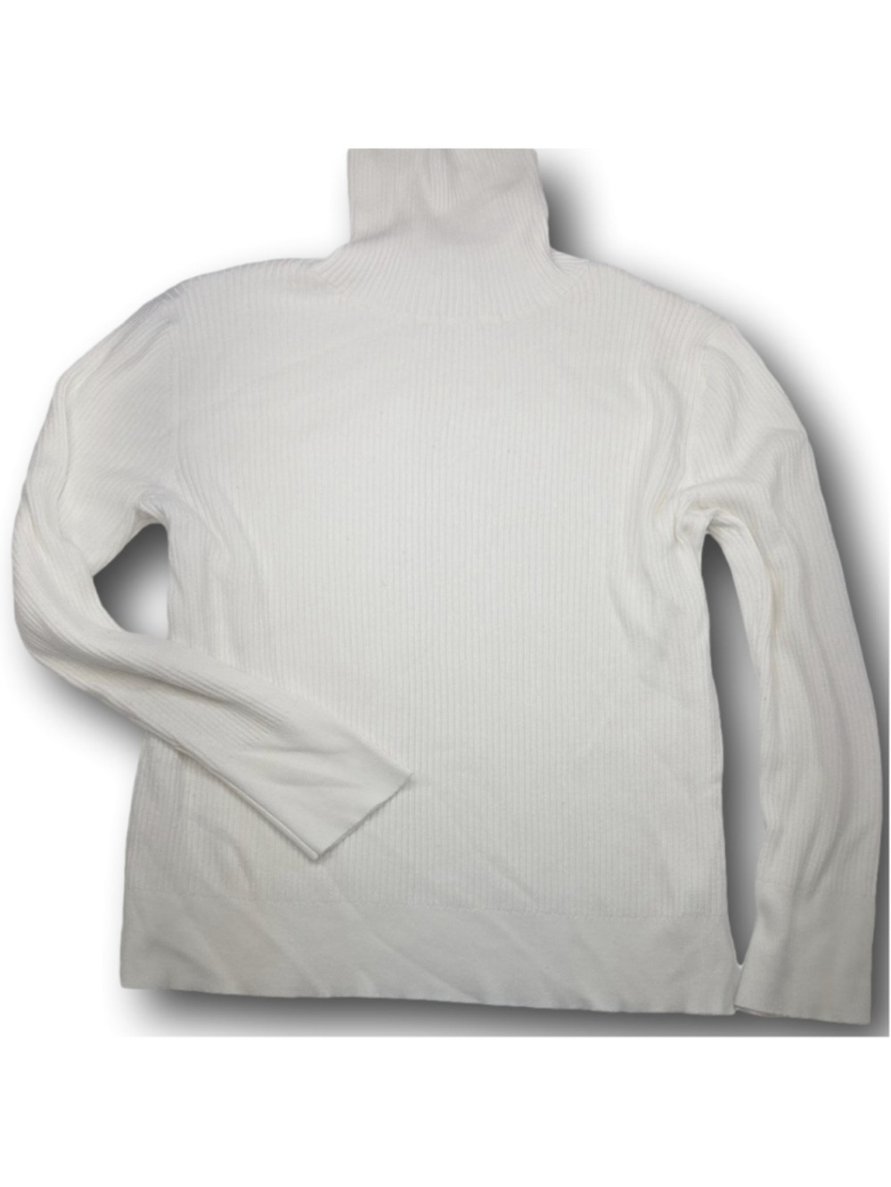 Women's Time and Tru White Ribbed Turtleneck Sweater XL